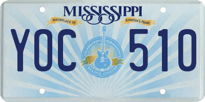 MS license plate YOC510