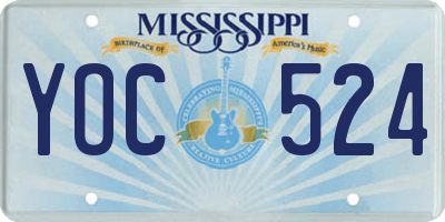 MS license plate YOC524