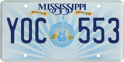 MS license plate YOC553