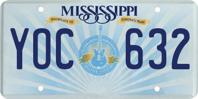 MS license plate YOC632