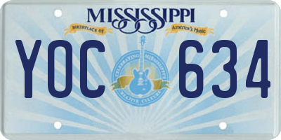 MS license plate YOC634