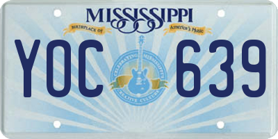 MS license plate YOC639