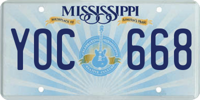 MS license plate YOC668