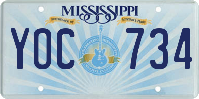 MS license plate YOC734