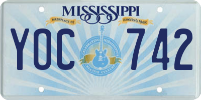 MS license plate YOC742