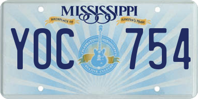 MS license plate YOC754