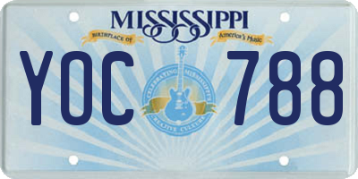 MS license plate YOC788