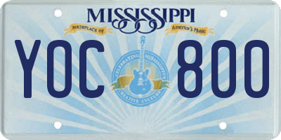 MS license plate YOC800