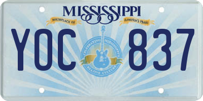 MS license plate YOC837