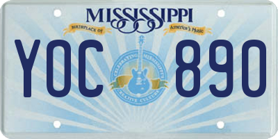 MS license plate YOC890