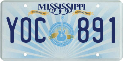 MS license plate YOC891