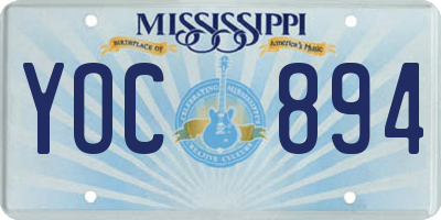 MS license plate YOC894