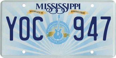 MS license plate YOC947