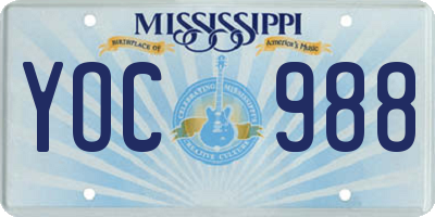 MS license plate YOC988