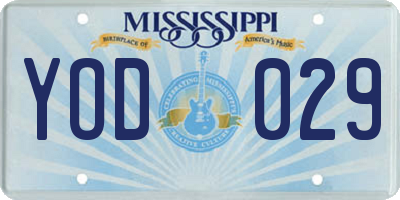 MS license plate YOD029