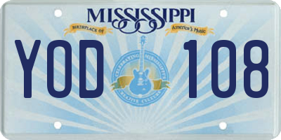 MS license plate YOD108