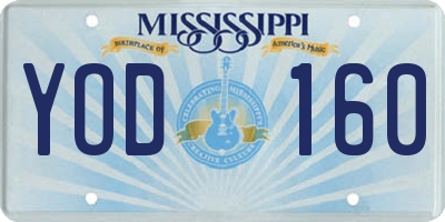 MS license plate YOD160