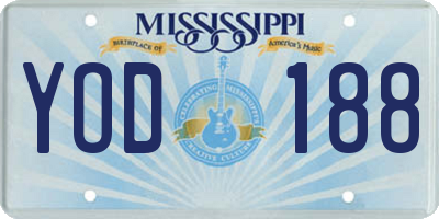 MS license plate YOD188
