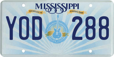 MS license plate YOD288