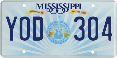 MS license plate YOD304