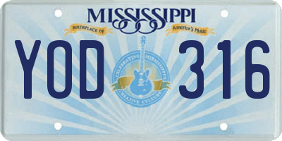MS license plate YOD316