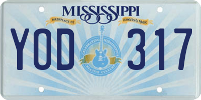 MS license plate YOD317
