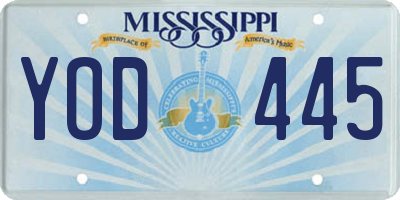MS license plate YOD445