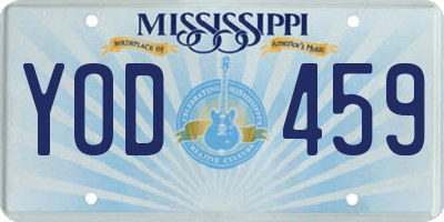 MS license plate YOD459