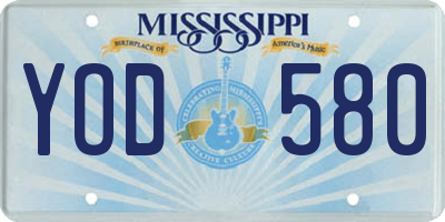 MS license plate YOD580