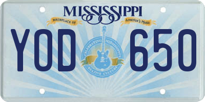 MS license plate YOD650