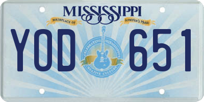 MS license plate YOD651