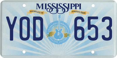MS license plate YOD653