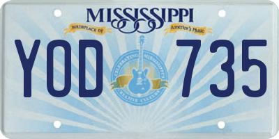 MS license plate YOD735
