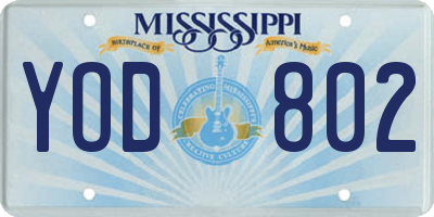 MS license plate YOD802