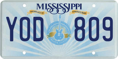 MS license plate YOD809