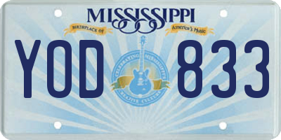 MS license plate YOD833
