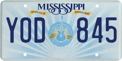 MS license plate YOD845
