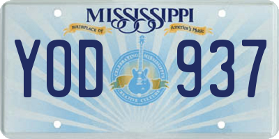MS license plate YOD937