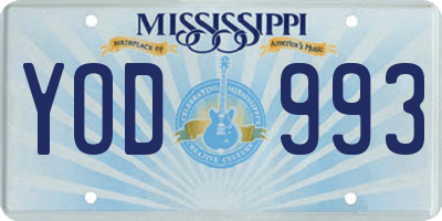 MS license plate YOD993