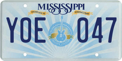 MS license plate YOE047