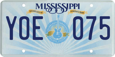 MS license plate YOE075