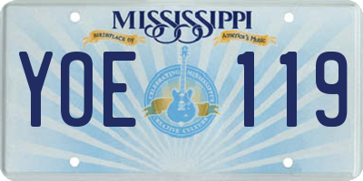 MS license plate YOE119