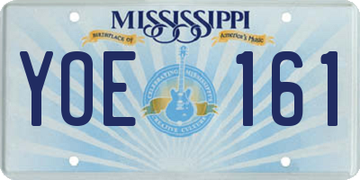 MS license plate YOE161
