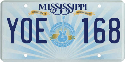 MS license plate YOE168