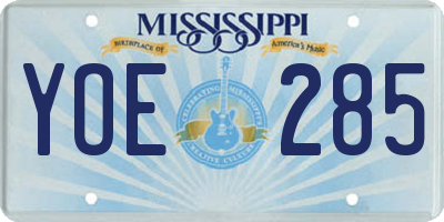 MS license plate YOE285