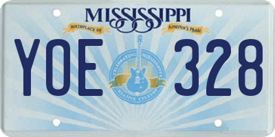 MS license plate YOE328