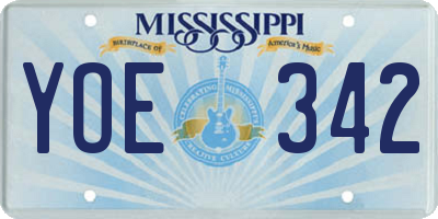 MS license plate YOE342