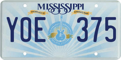 MS license plate YOE375