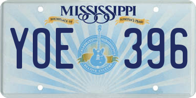 MS license plate YOE396