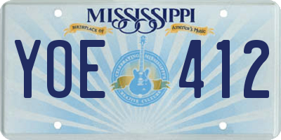 MS license plate YOE412